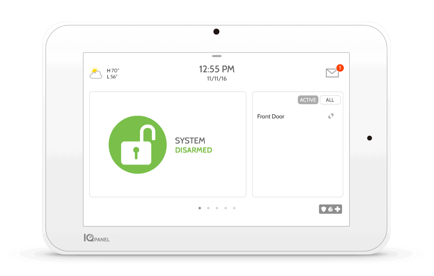 tablet displaying different settings